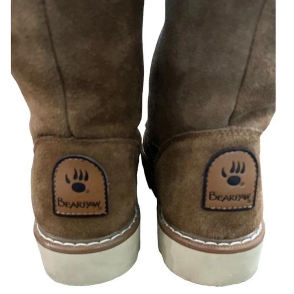 BEARPAW Avery Suede Winter Boots Size 6‎ Fur Lined Shoes